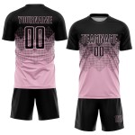 Maillot de football personnalisé rose clair noir par sublimation Maillot de football personnalisé rose clair noir par sublimation
