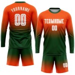 Maillot de football personnalisé à manches longues, orange, blanc et vert, par sublimation, à la mode Maillot de football personnalisé à manches longues, orange, blanc et vert, par sublimation, à la mode