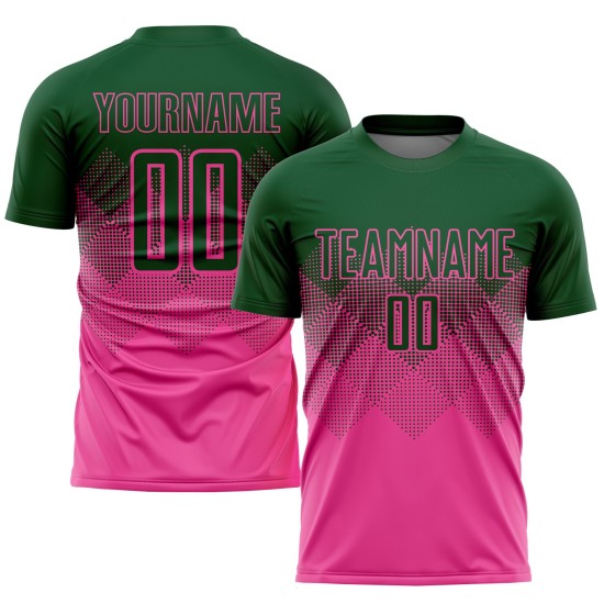 Maillot de football personnalisé rose vert sublimé Maillot de football personnalisé rose vert sublimé