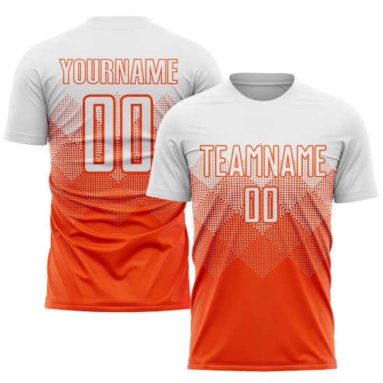 Maillot de football personnalisé orange et blanc par sublimation Maillot de football personnalisé orange et blanc par sublimation