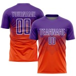 Maillot de football personnalisé orange violet-blanc par sublimation Maillot de football personnalisé orange violet-blanc par sublimation