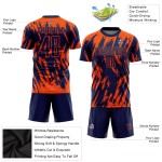 Maillot de football personnalisé orange bleu marine par sublimation Maillot de football personnalisé orange bleu marine par sublimation