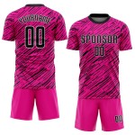 Maillot de football personnalisé rose, noir et blanc, sublimé Maillot de football personnalisé rose, noir et blanc, sublimé