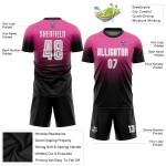 Maillot de football personnalisé rose, blanc et noir, effet dégradé par sublimation Maillot de football personnalisé rose, blanc et noir, effet dégradé par sublimation