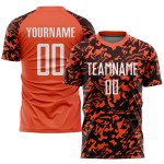 Maillot de football personnalisé par sublimation orange, blanc et noir Maillot de football personnalisé par sublimation orange, blanc et noir
