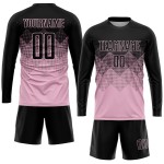 Maillot de football personnalisé rose clair noir par sublimation Maillot de football personnalisé rose clair noir par sublimation