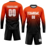 Maillot de football personnalisé orange, blanc et noir, effet dégradé par sublimation Maillot de football personnalisé orange, blanc et noir, effet dégradé par sublimation