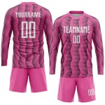 Maillot de football personnalisé rose et blanc par sublimation Maillot de football personnalisé rose et blanc par sublimation