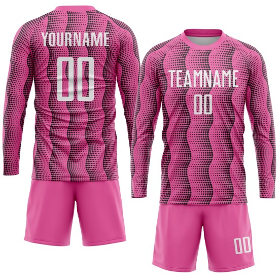 Maillot de football personnalisé rose et blanc par sublimation Maillot de football personnalisé rose et blanc par sublimation