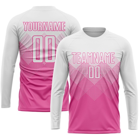 Maillot de football personnalisé rose et blanc par sublimation Maillot de football personnalisé rose et blanc par sublimation