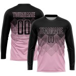 Maillot de football personnalisé rose clair noir par sublimation Maillot de football personnalisé rose clair noir par sublimation