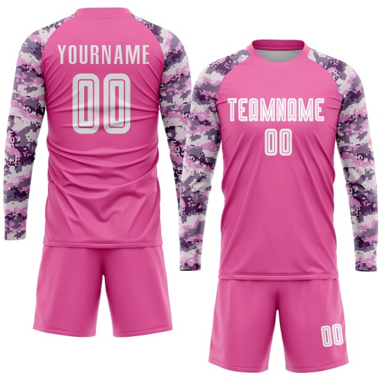 Maillot de football personnalisé à sublimation rose et blanc camouflage Maillot de football personnalisé à sublimation rose et blanc camouflage