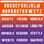 Maillot de football personnalisé à manches longues, imprimé par sublimation, orange, blanc et violet Maillot de football personnalisé à manches longues, imprimé par sublimation, orange, blanc et violet