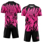 Maillot de football personnalisé rose et noir par sublimation Maillot de football personnalisé rose et noir par sublimation
