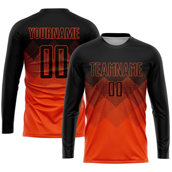 Maillot de football personnalisé orange noir par sublimation Maillot de football personnalisé orange noir par sublimation
