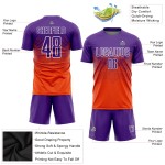 Maillot de football personnalisé orange violet-blanc par sublimation Maillot de football personnalisé orange violet-blanc par sublimation