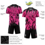 Maillot de football personnalisé rose et noir par sublimation Maillot de football personnalisé rose et noir par sublimation