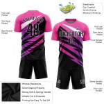 Maillot de football personnalisé rose, noir et blanc, sublimé Maillot de football personnalisé rose, noir et blanc, sublimé