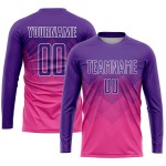Maillot de football personnalisé rose violet-blanc par sublimation Maillot de football personnalisé rose violet-blanc par sublimation