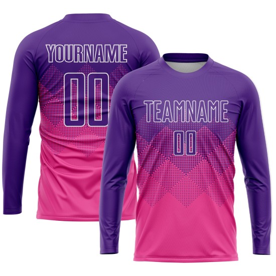 Maillot de football personnalisé rose violet-blanc par sublimation Maillot de football personnalisé rose violet-blanc par sublimation