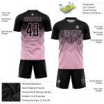 Maillot de football personnalisé rose clair noir par sublimation Maillot de football personnalisé rose clair noir par sublimation