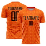 Maillot de football personnalisé à sublimation avec formes géométriques orange Black-Bay Maillot de football personnalisé à sublimation avec formes géométriques orange Black-Bay