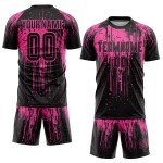 Maillot de football personnalisé rose et noir par sublimation Maillot de football personnalisé rose et noir par sublimation