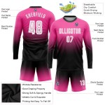 Maillot de football personnalisé à manches longues, rose, blanc et noir, imprimé par sublimation Maillot de football personnalisé à manches longues, rose, blanc et noir, imprimé par sublimation