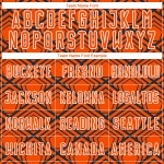 Maillot de football personnalisé à motif géométrique orange, bleu marine et blanc, sublimé Maillot de football personnalisé à motif géométrique orange, bleu marine et blanc, sublimé