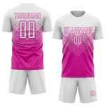 Maillot de football personnalisé rose foncé et blanc par sublimation Maillot de football personnalisé rose foncé et blanc par sublimation
