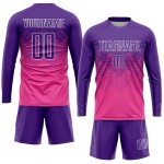 Maillot de football personnalisé rose violet-blanc par sublimation Maillot de football personnalisé rose violet-blanc par sublimation