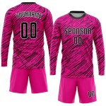 Maillot de football personnalisé rose, noir et blanc, sublimé Maillot de football personnalisé rose, noir et blanc, sublimé