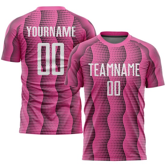 Maillot de football personnalisé rose et blanc par sublimation Maillot de football personnalisé rose et blanc par sublimation