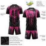 Maillot de football personnalisé rose et noir par sublimation Maillot de football personnalisé rose et noir par sublimation