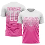 Maillot de football personnalisé rose et blanc par sublimation Maillot de football personnalisé rose et blanc par sublimation
