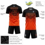 Maillot de football personnalisé orange noir par sublimation Maillot de football personnalisé orange noir par sublimation