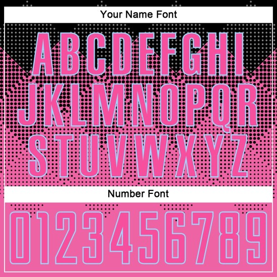 Maillot de football personnalisé à sublimation, dégradé rose, noir et bleu clair, forme carrée Maillot de football personnalisé à sublimation, dégradé rose, noir et bleu clair, forme carrée