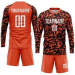 Maillot de football personnalisé par sublimation orange, blanc et noir Maillot de football personnalisé par sublimation orange, blanc et noir