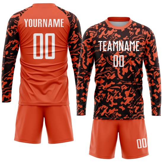 Maillot de football personnalisé par sublimation orange, blanc et noir Maillot de football personnalisé par sublimation orange, blanc et noir