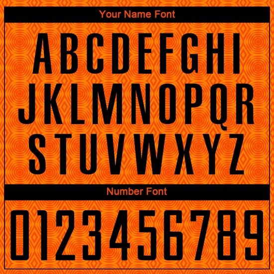 Maillot de football personnalisé à sublimation avec formes géométriques orange Black-Bay Maillot de football personnalisé à sublimation avec formes géométriques orange Black-Bay