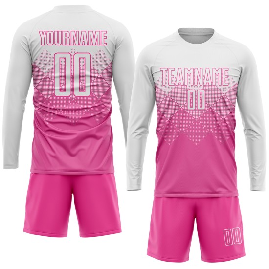 Maillot de football personnalisé rose et blanc par sublimation Maillot de football personnalisé rose et blanc par sublimation