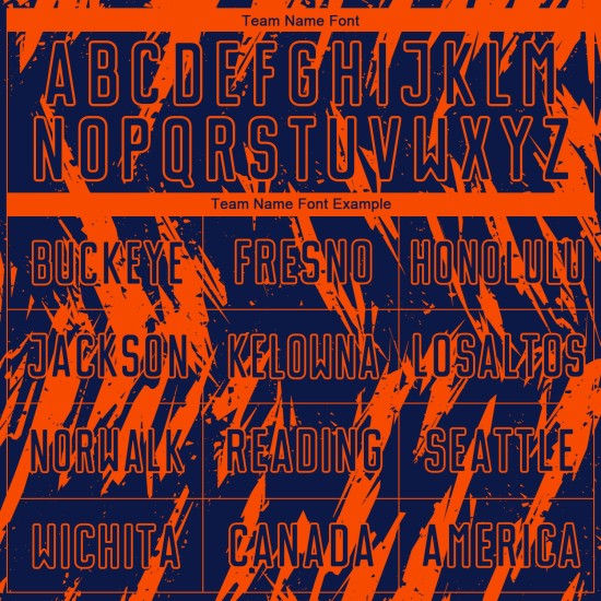 Maillot de football personnalisé orange bleu marine par sublimation Maillot de football personnalisé orange bleu marine par sublimation