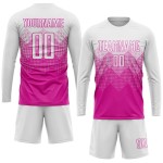 Maillot de football personnalisé rose foncé et blanc par sublimation Maillot de football personnalisé rose foncé et blanc par sublimation