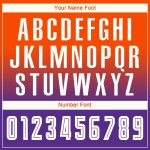 Maillot de football personnalisé à manches longues, imprimé par sublimation, orange, blanc et violet Maillot de football personnalisé à manches longues, imprimé par sublimation, orange, blanc et violet