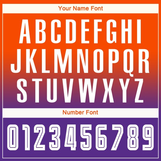 Maillot de football personnalisé à manches longues, imprimé par sublimation, orange, blanc et violet Maillot de football personnalisé à manches longues, imprimé par sublimation, orange, blanc et violet