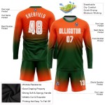 Maillot de football personnalisé à manches longues, orange, blanc et vert, par sublimation, à la mode Maillot de football personnalisé à manches longues, orange, blanc et vert, par sublimation, à la mode