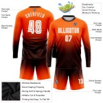 Maillot de football personnalisé à manches longues, imprimé par sublimation, orange, blanc et marron, à la mode Maillot de football personnalisé à manches longues, imprimé par sublimation, orange, blanc et marron, à la mode