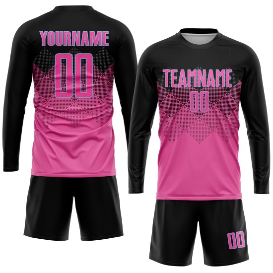 Maillot de football personnalisé à sublimation, dégradé rose, noir et bleu clair, forme carrée Maillot de football personnalisé à sublimation, dégradé rose, noir et bleu clair, forme carrée