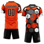 Maillot de football personnalisé orange noir et blanc par sublimation Maillot de football personnalisé orange noir et blanc par sublimation