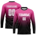 Maillot de football personnalisé rose, blanc et noir, effet dégradé par sublimation Maillot de football personnalisé rose, blanc et noir, effet dégradé par sublimation